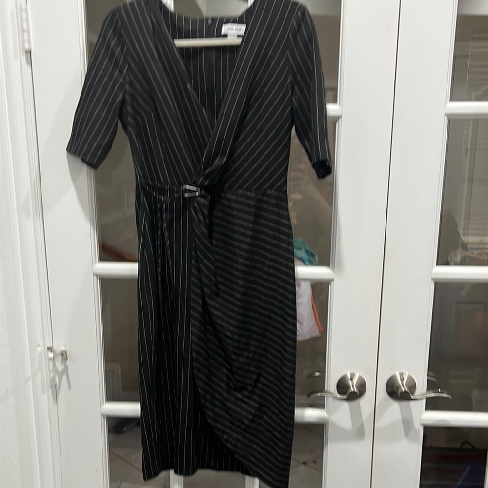 Calvin Klein Black and White Wrap Sheath Dress